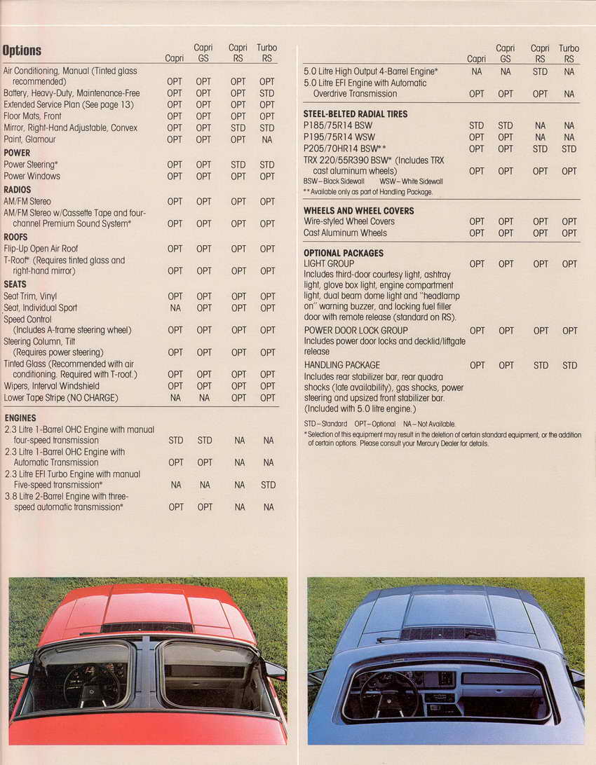 1984 Mercury Capri Canadian Brochure Page 4